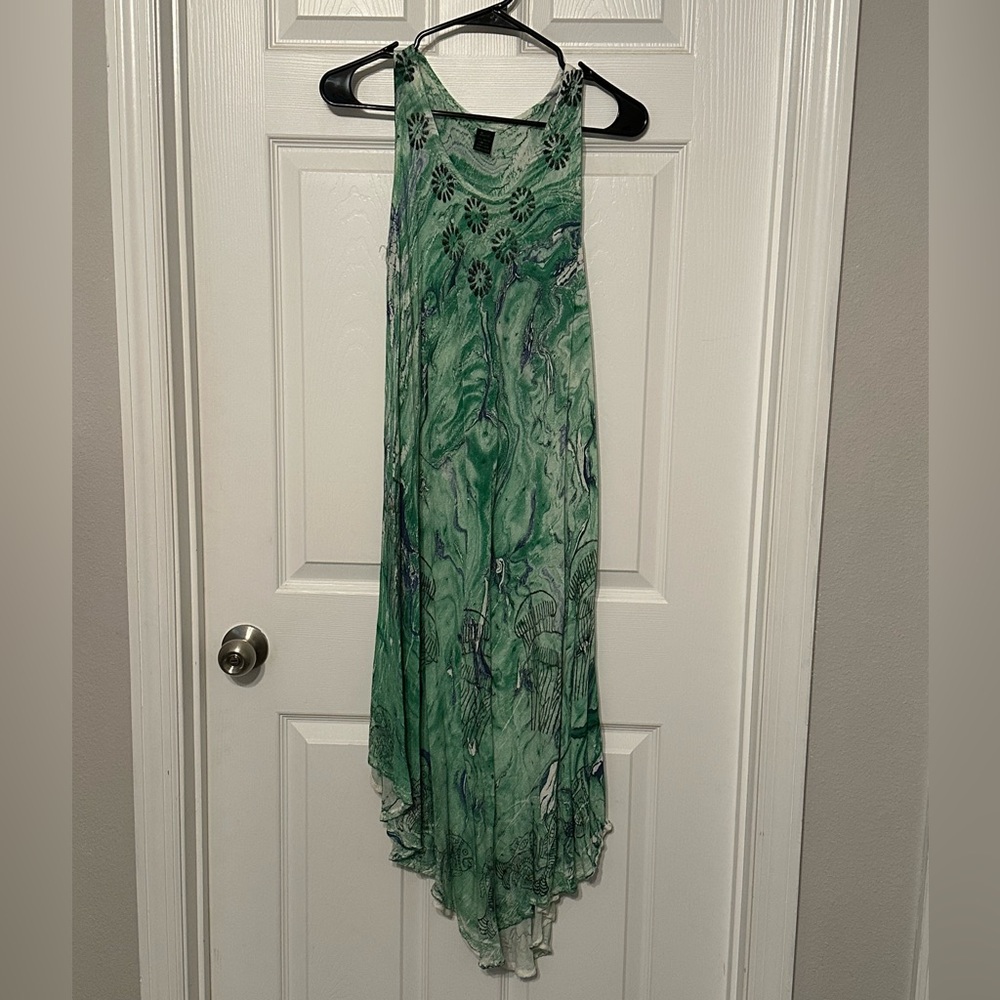 Gauze Flowing Summer Dress or Beach Cover Up Free Size